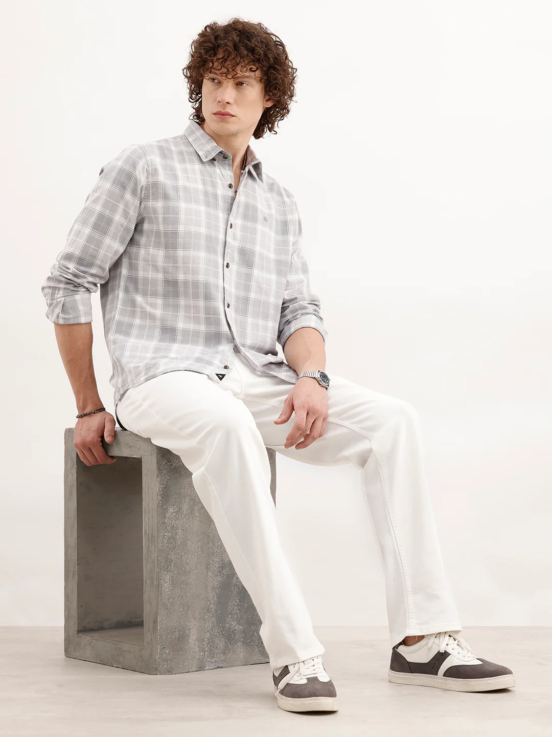 Slim Fit Checkered Shirt | Grey - Image 2