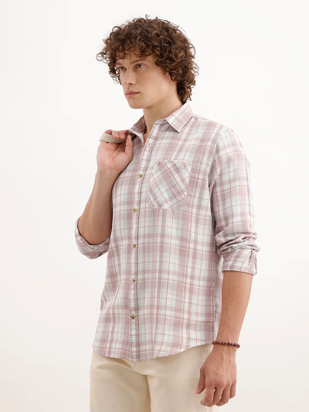 Slim Fit Checkered Shirt | Pink