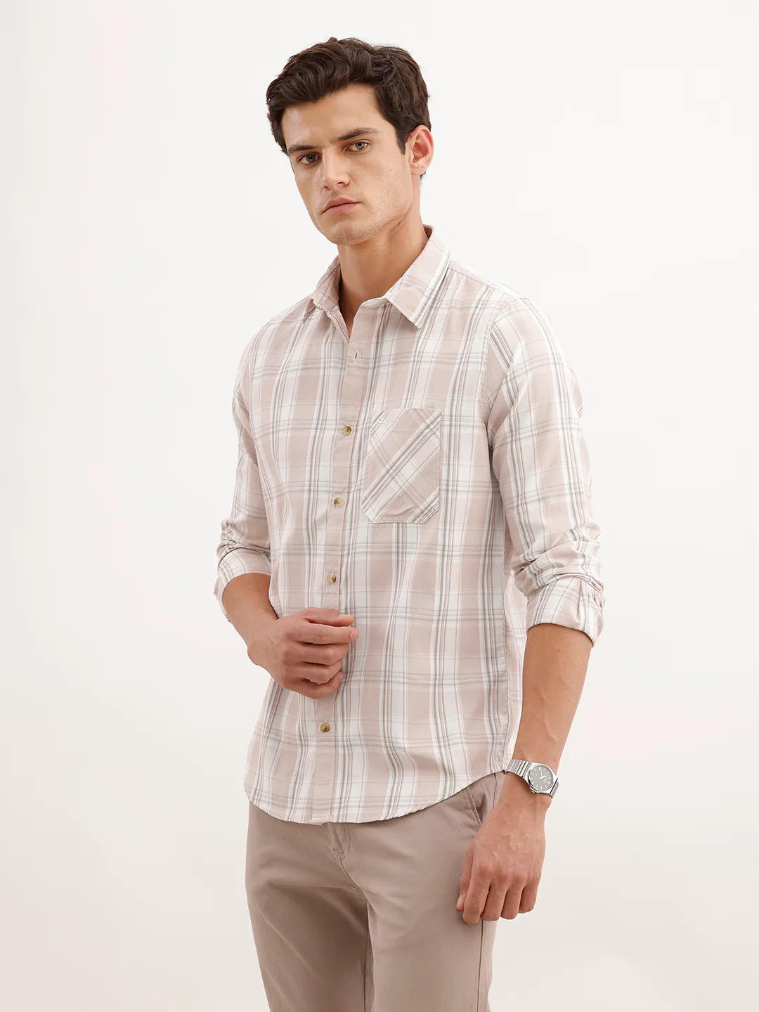 Slim Fit Checkered Shirt | Pink - Image 4