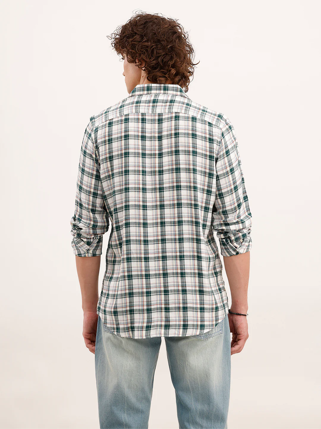 Slim Fit Checkered Shirt | White - Image 3