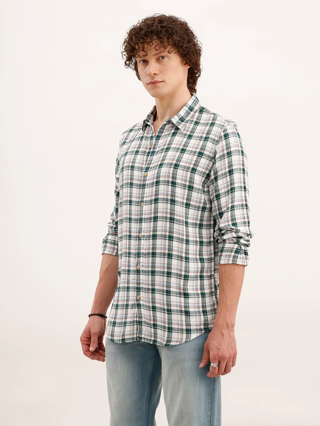 Slim Fit Checkered Shirt | White - Image 4