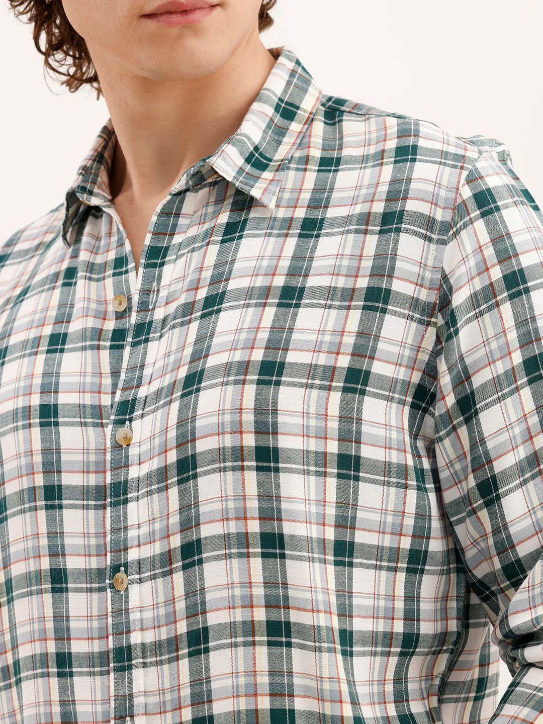 Slim Fit Checkered Shirt | White - Image 5