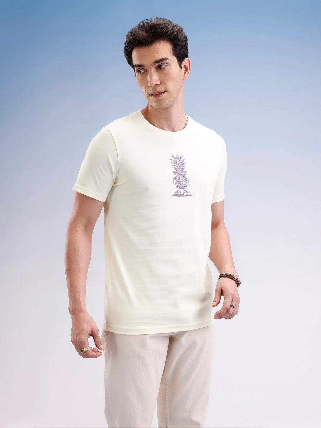 Slim Fit Classic Embroidered T-Shirt | Yellow - Image 4