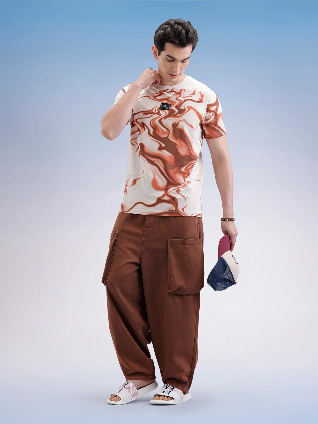 Slim Fit Classic Placement Printed T-Shirt | Beige - Image 2