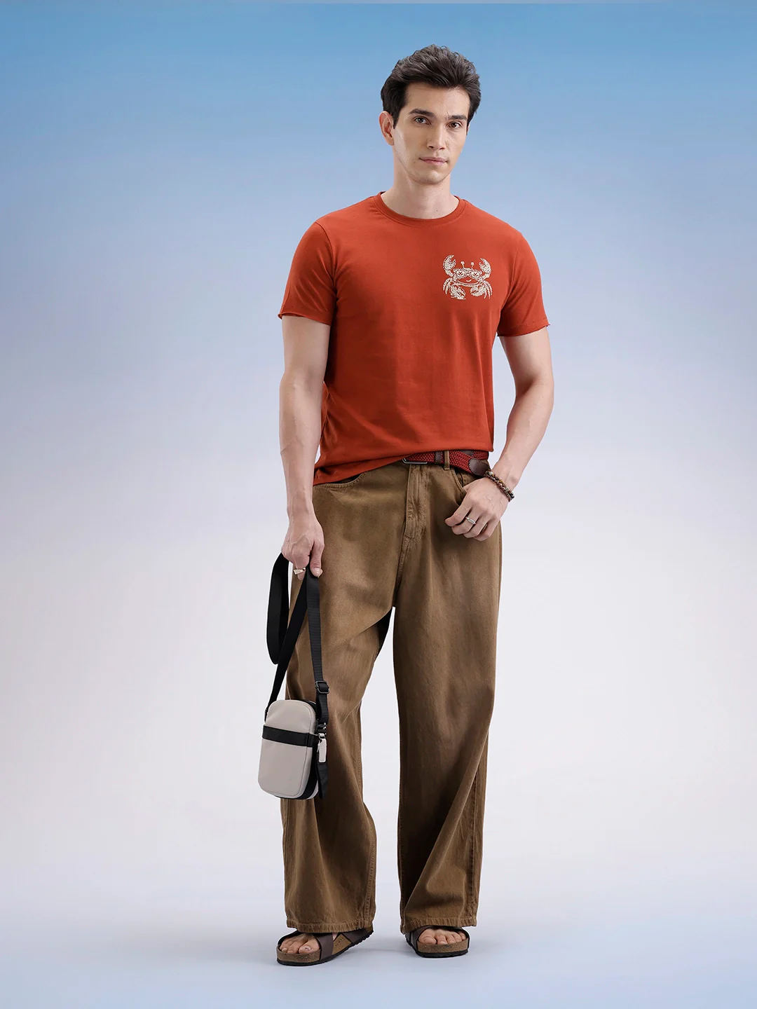 Slim Fit Classic Placement Printed T-Shirt | Rust - Image 2