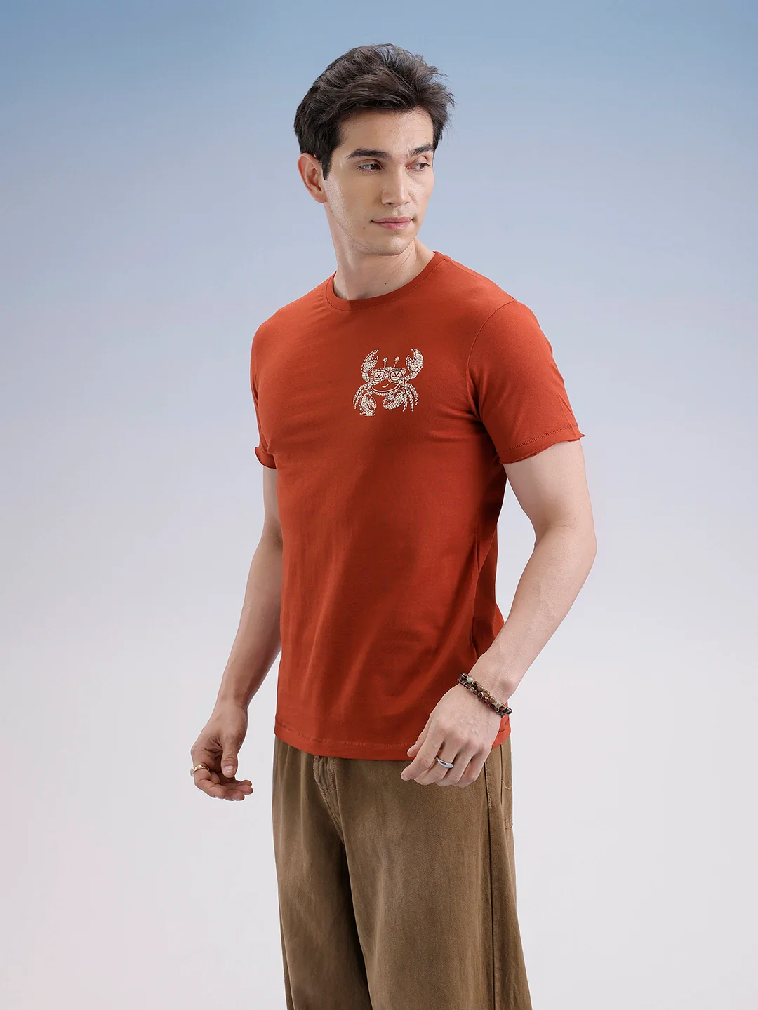 Slim Fit Classic Placement Printed T-Shirt | Rust - Image 4
