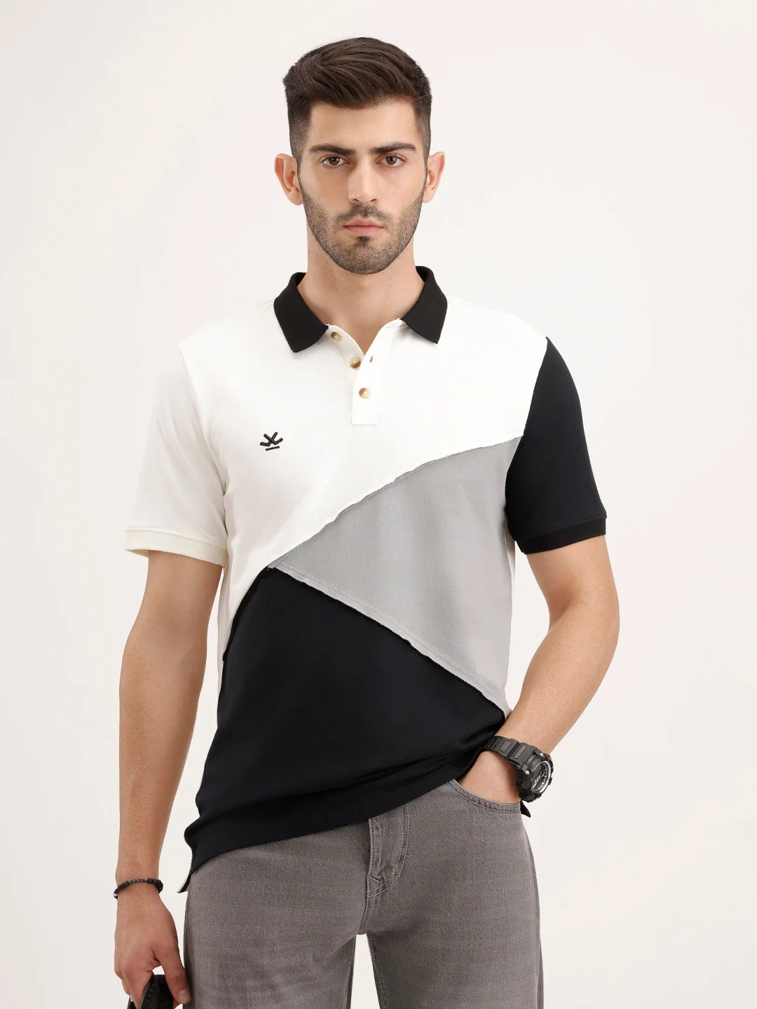 Slim Fit Cut & Sew T-Shirt | Off White