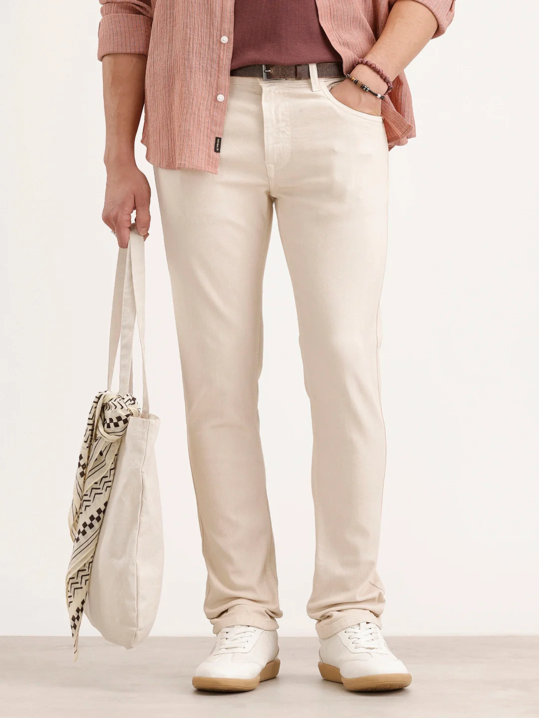 Slim Fit Denim Jeans | Beige