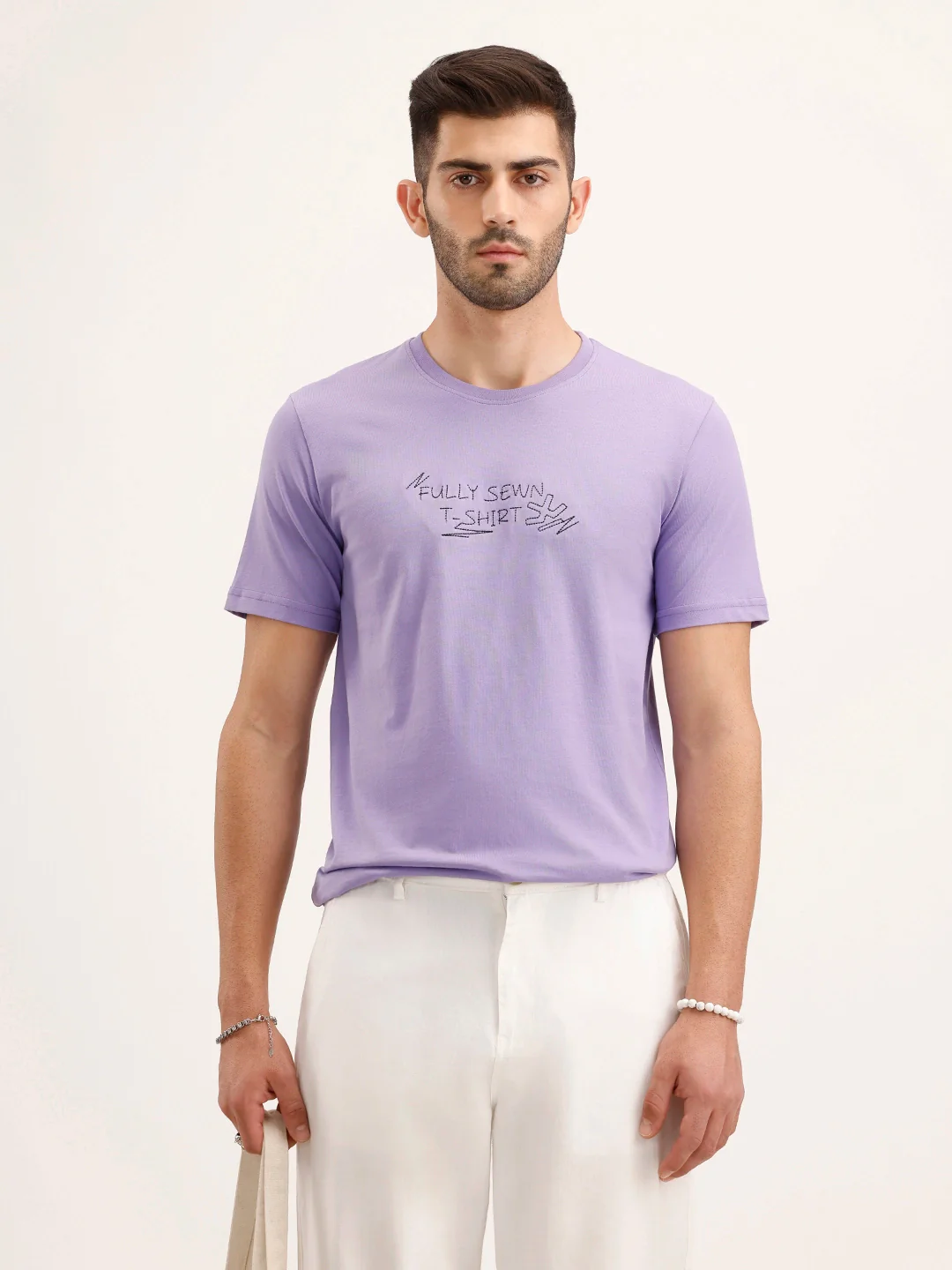 Slim Fit Embroidered T-Shirt | Lavender