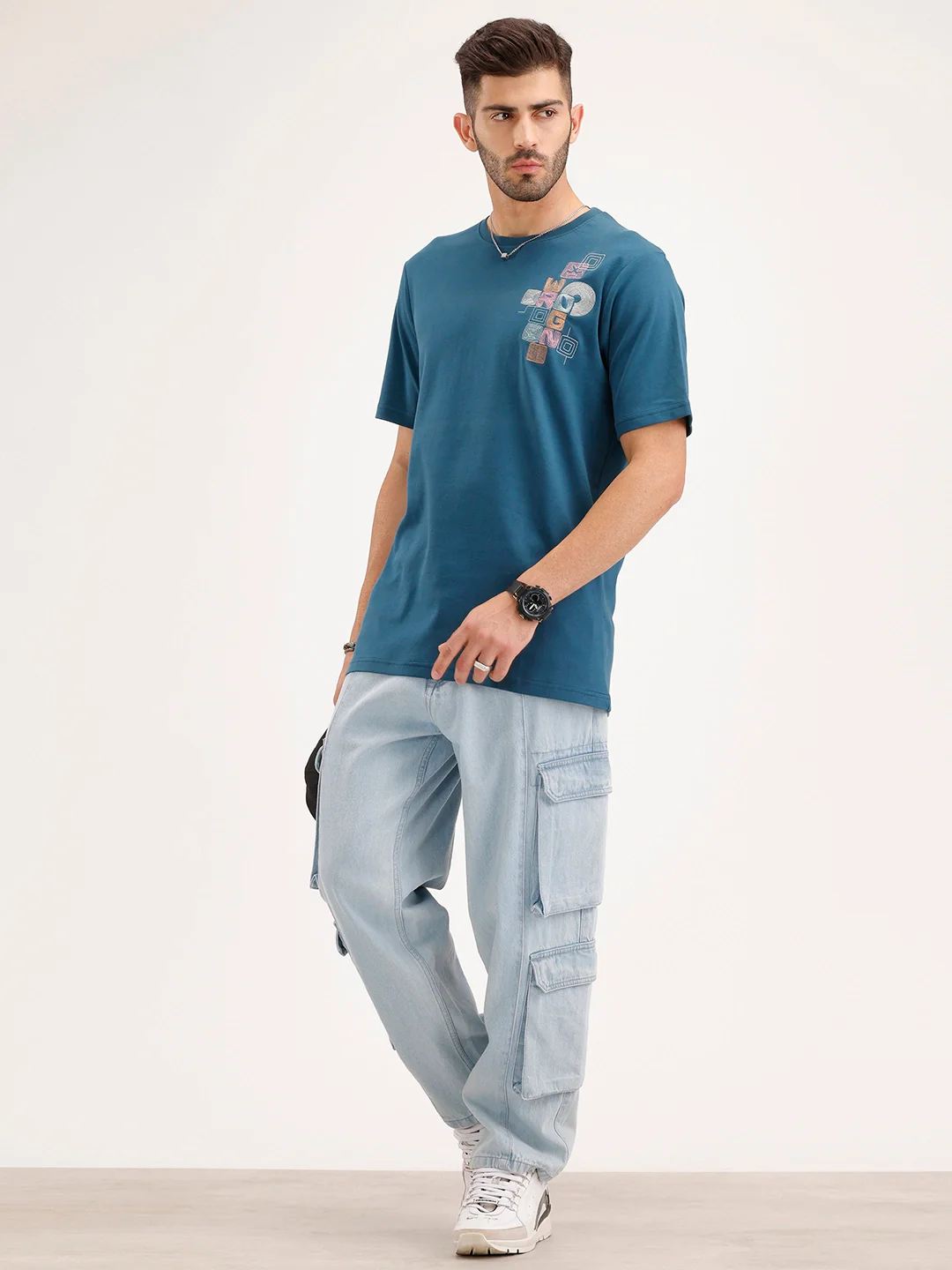 Slim Fit Embroidered T-Shirt | Teal - Image 2