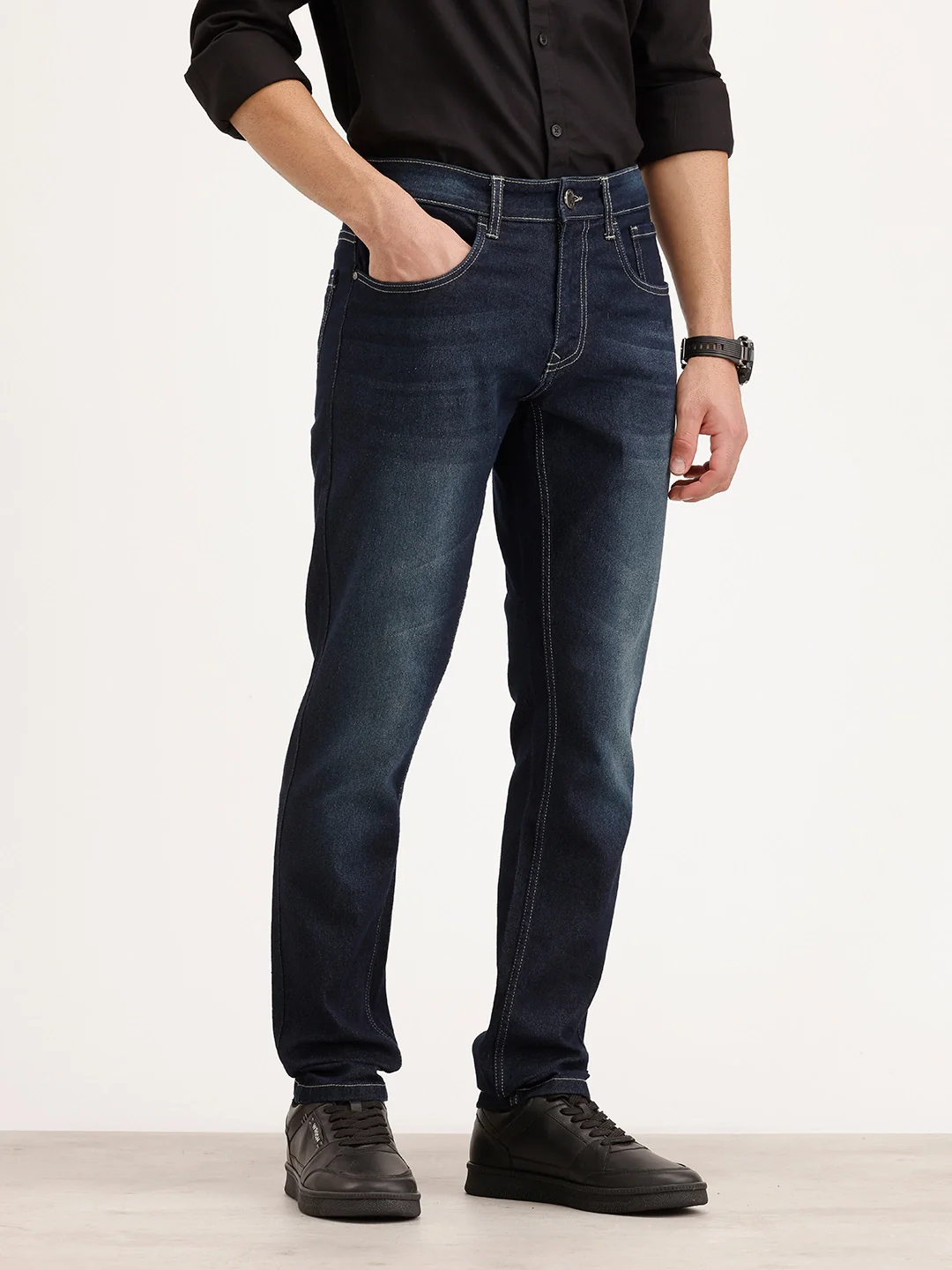 Slim Fit Faded Denim Jeans | Blue - Image 4