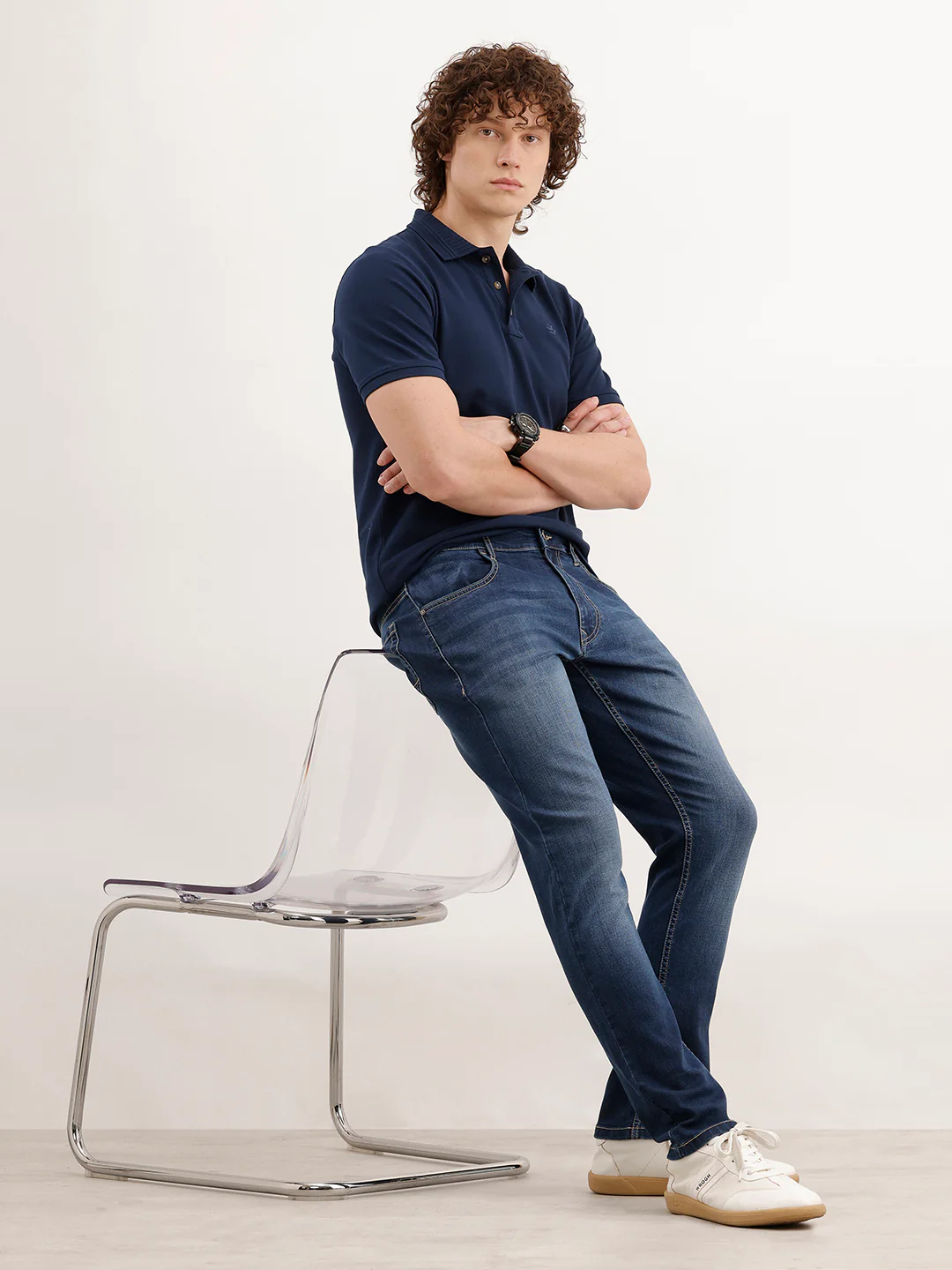 Slim Fit Faded Denim Jeans | Blue - Image 2