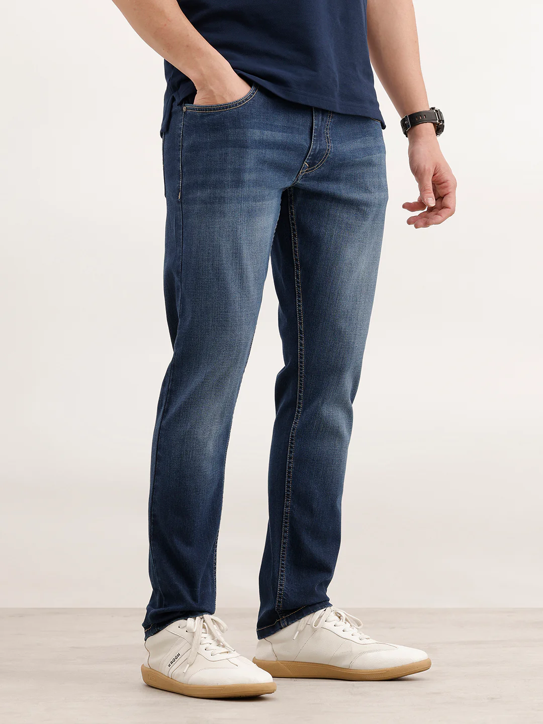 Slim Fit Faded Denim Jeans | Blue - Image 4