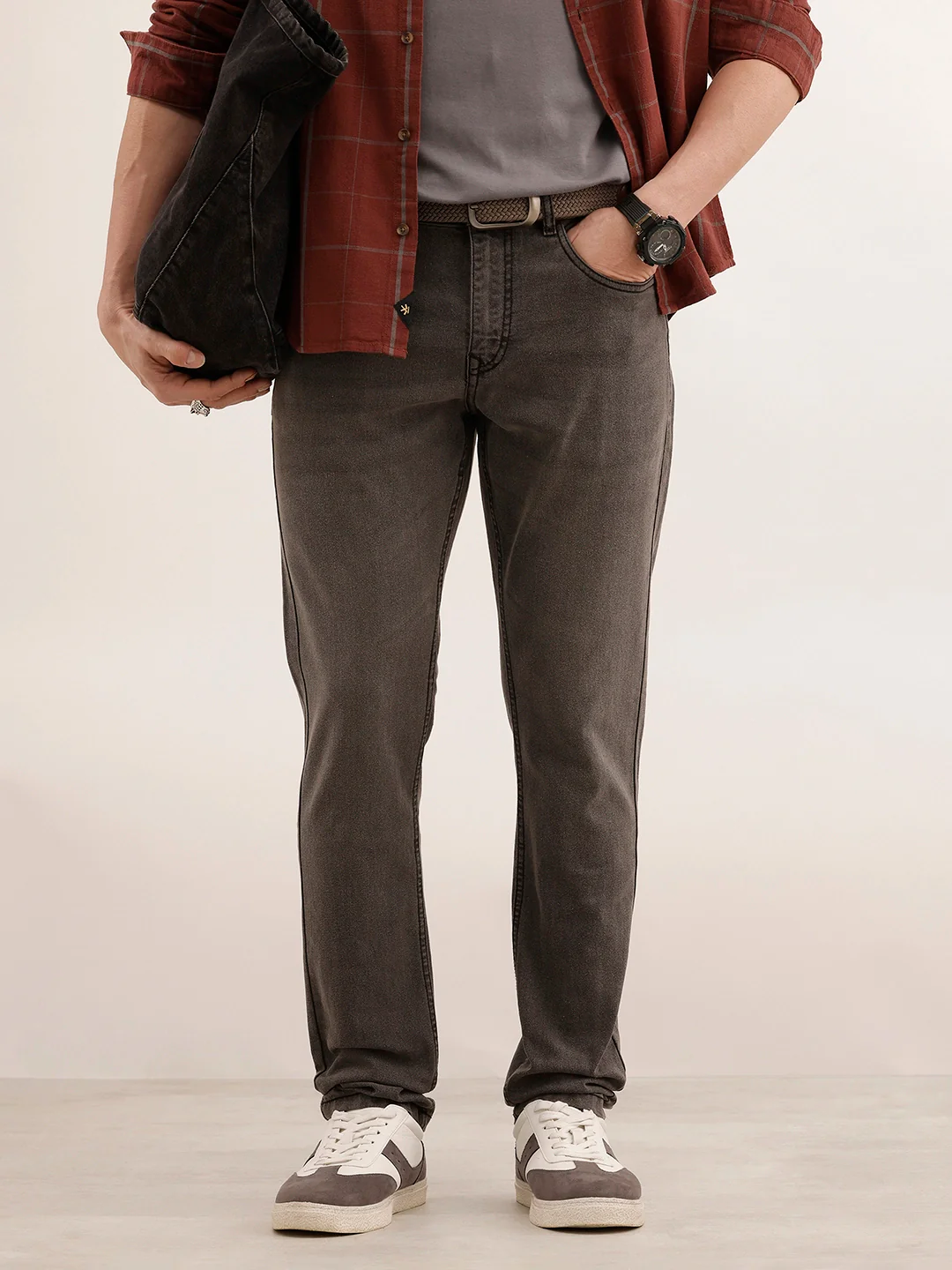 Slim Fit Faded Denim Jeans | Dark Grey