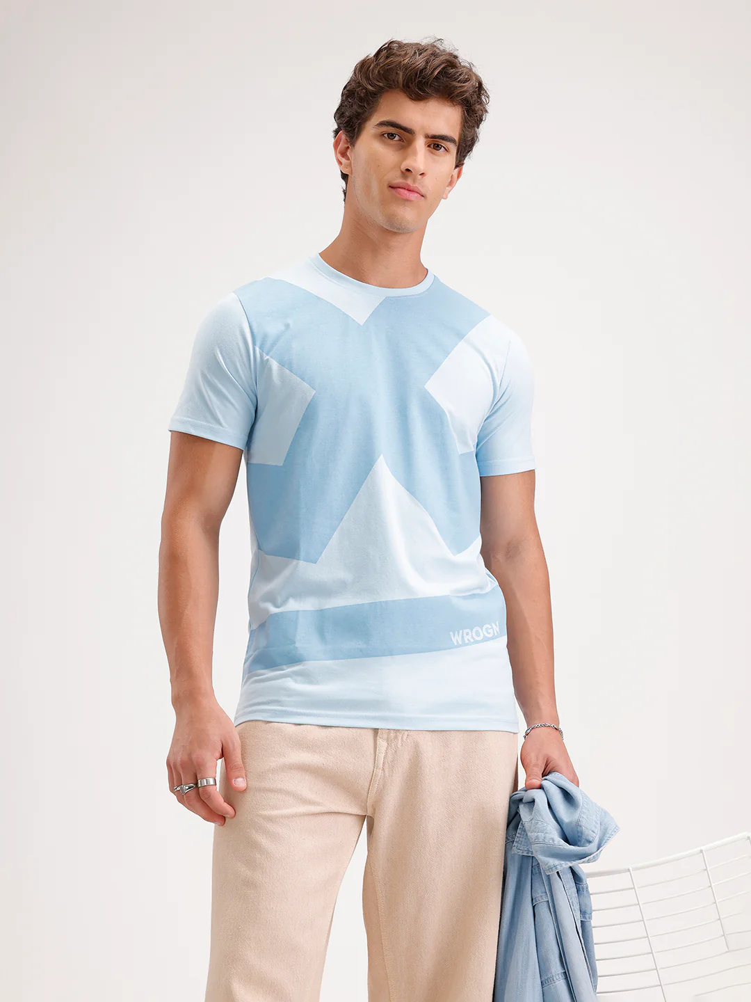 Slim Fit Pannel Printed T-Shirt | Blue