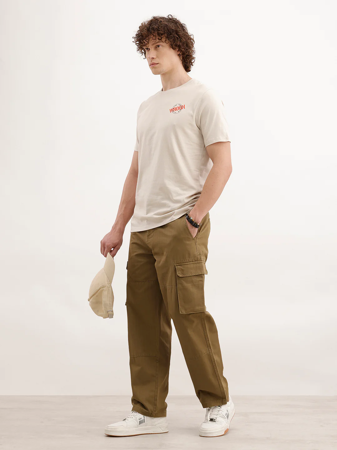 Slim Fit Placement Printed T-Shirt | Beige - Image 2