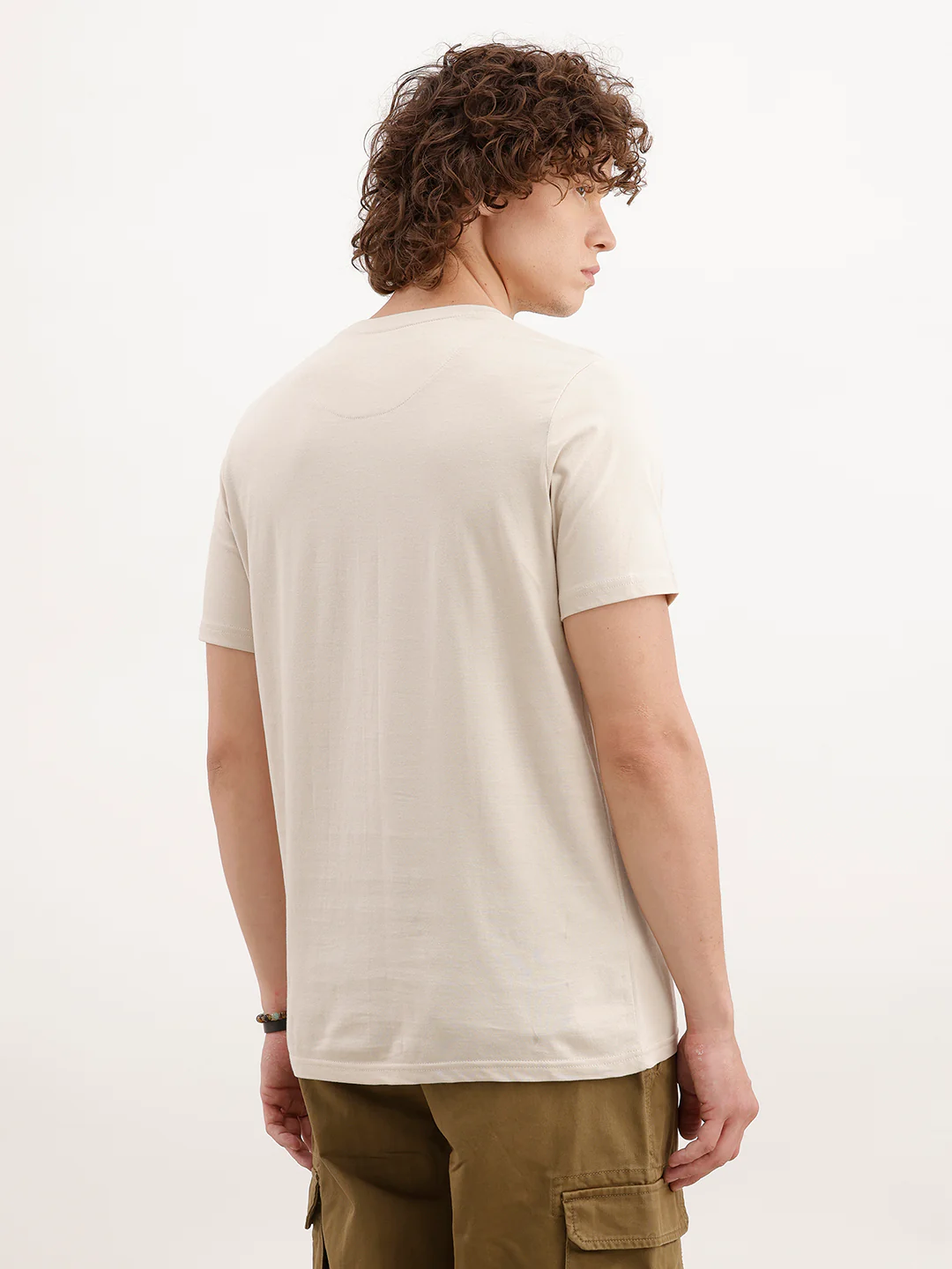Slim Fit Placement Printed T-Shirt | Beige - Image 3