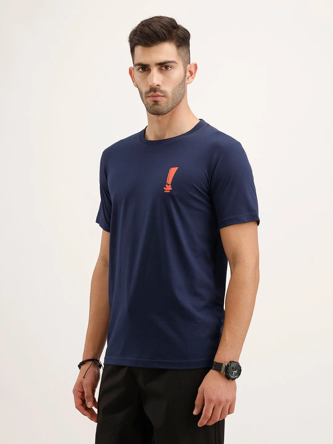 Slim Fit Placement Printed T-Shirt | Dark Blue - Image 4