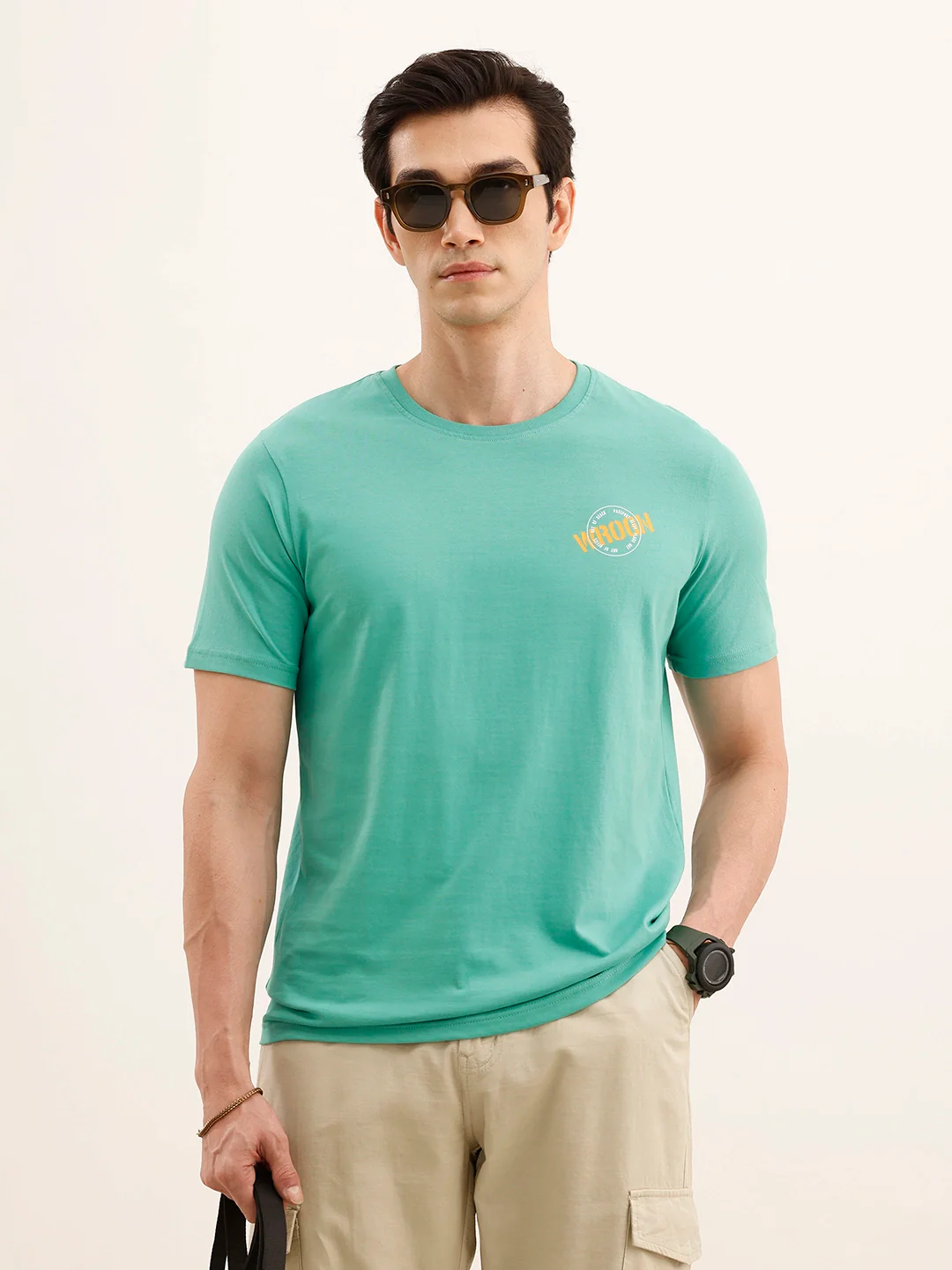 Slim Fit Placement Printed T-Shirt | Green