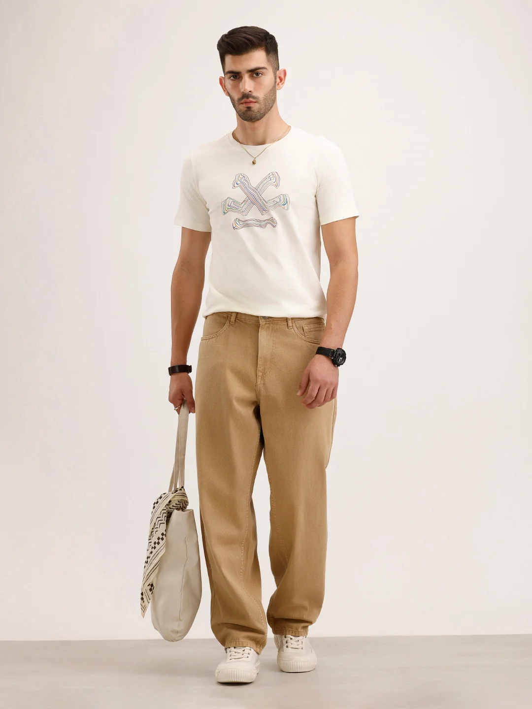 Slim Fit Placement Printed T-Shirt | Off White - Image 2