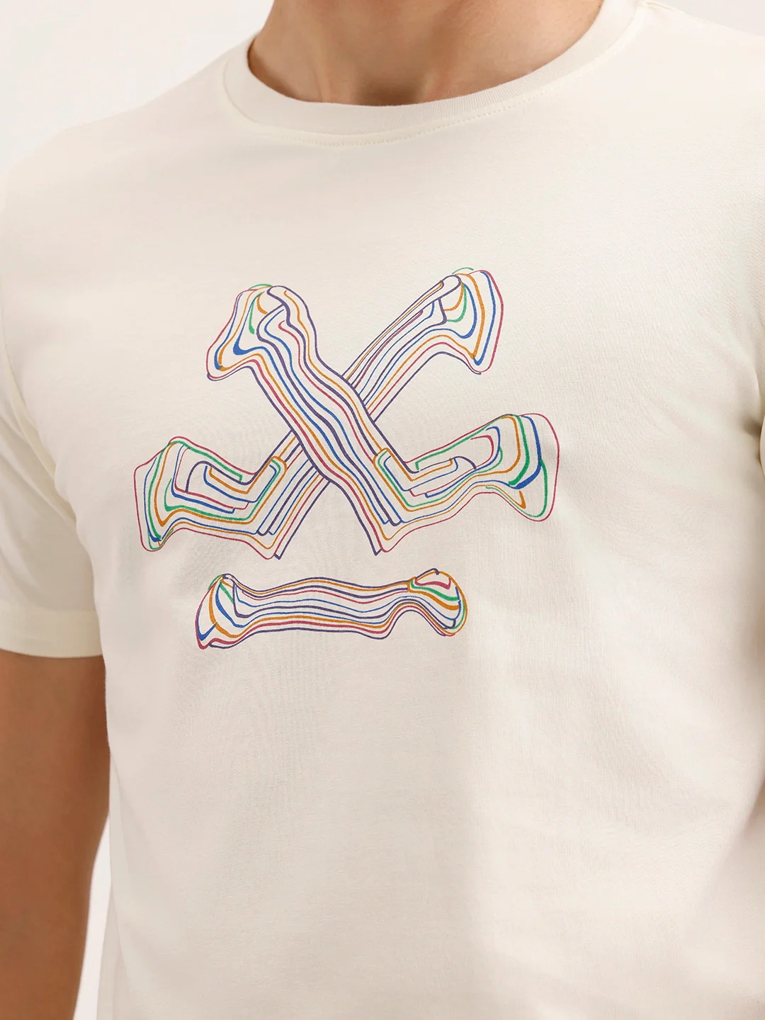Slim Fit Placement Printed T-Shirt | Off White - Image 5