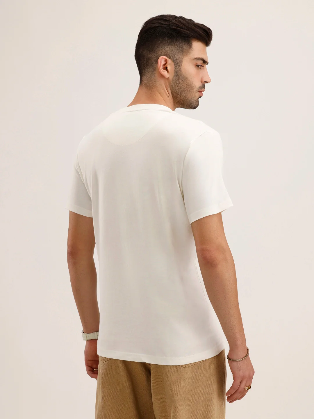 Slim Fit Placement Printed T-Shirt | Off White - Image 3
