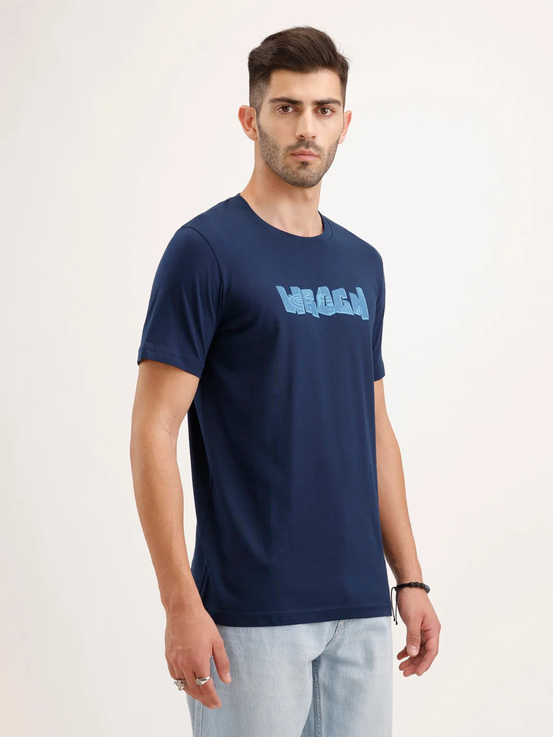 Slim Fit Puffer Printed T-Shirt | Navy Blue - Image 4