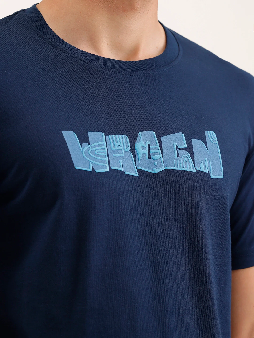 Slim Fit Puffer Printed T-Shirt | Navy Blue - Image 5