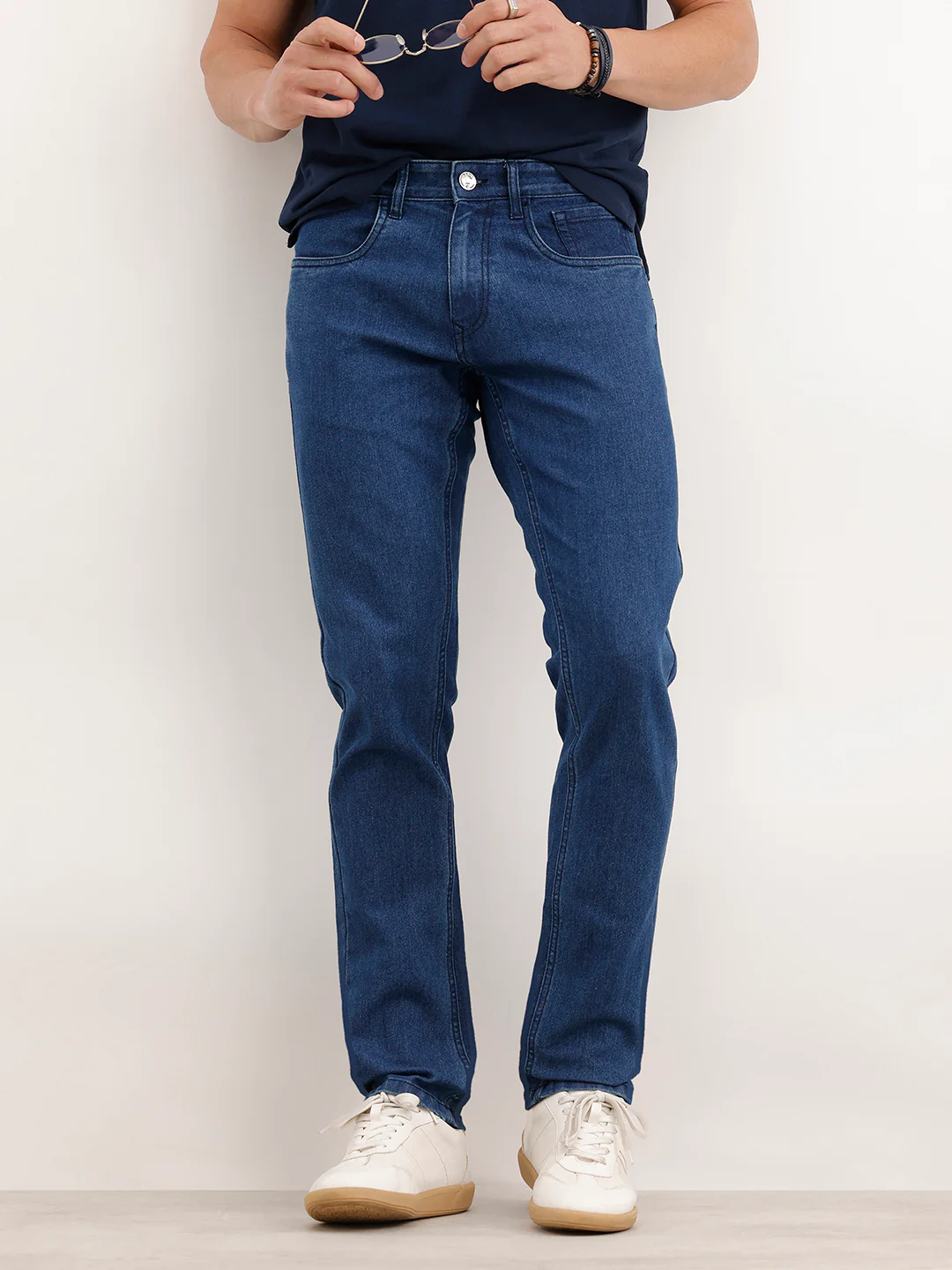 Slim Fit Solid Denim Jeans | Blue