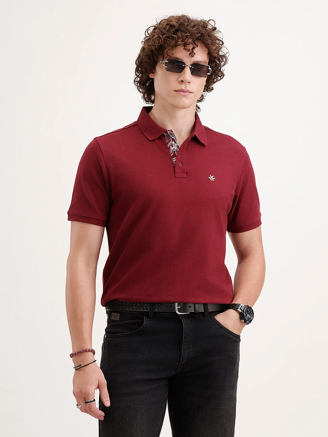 Slim Fit Solid Polo T-Shirt | Maroon