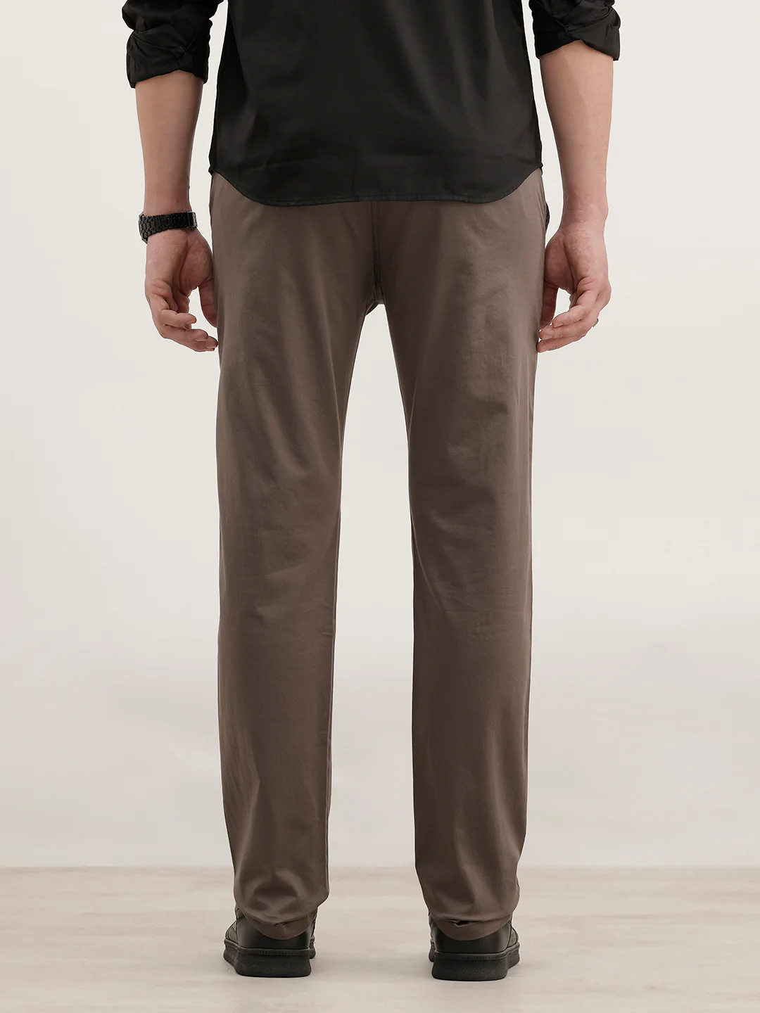 Slim Fit Solid Trouser  | Charcoal - Image 3