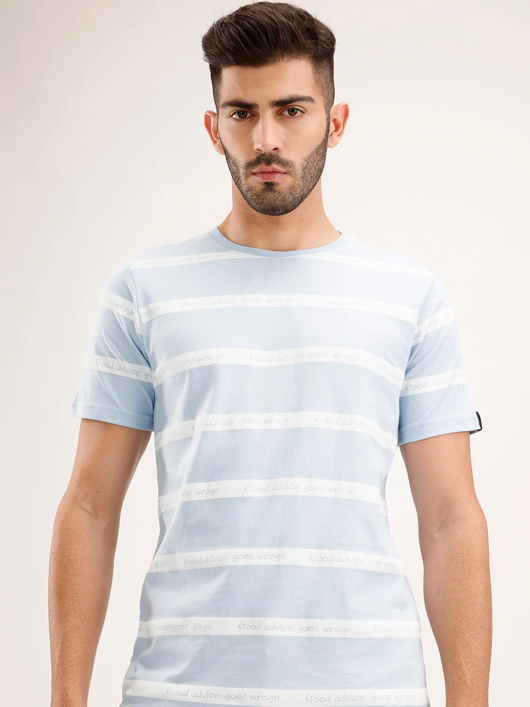 Slim Fit Striped Polo T-Shirt | Light Blue