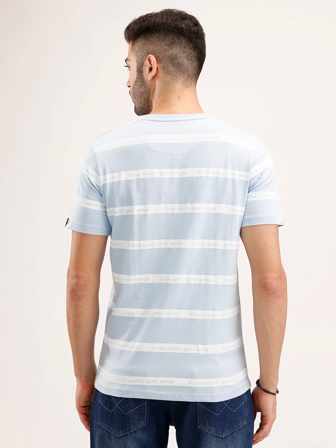 Slim Fit Striped Polo T-Shirt | Light Blue - Image 3