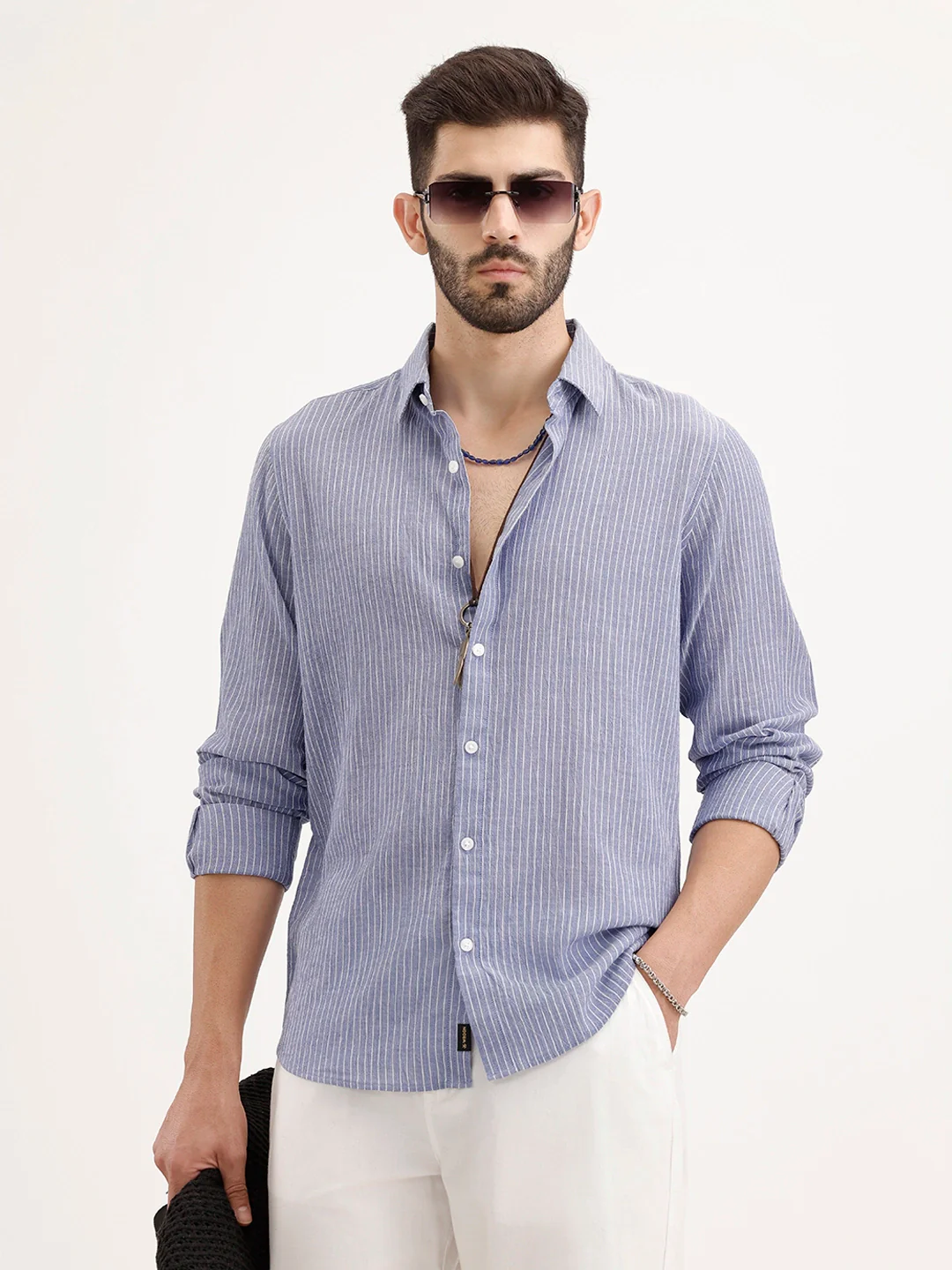 Slim Fit Striped Shirt | Blue