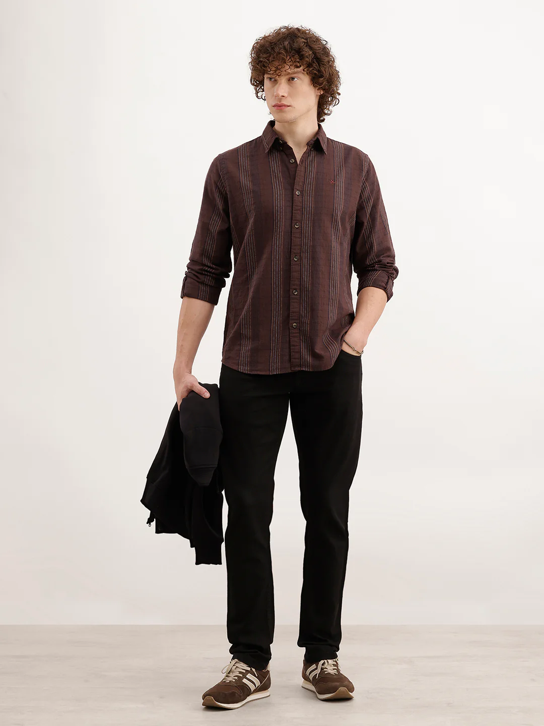Slim Fit Striped Shirt | Brown - Image 2