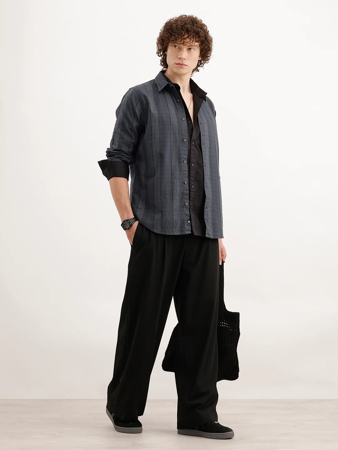 Slim Fit Striped Shirt | Dark Grey - Image 2