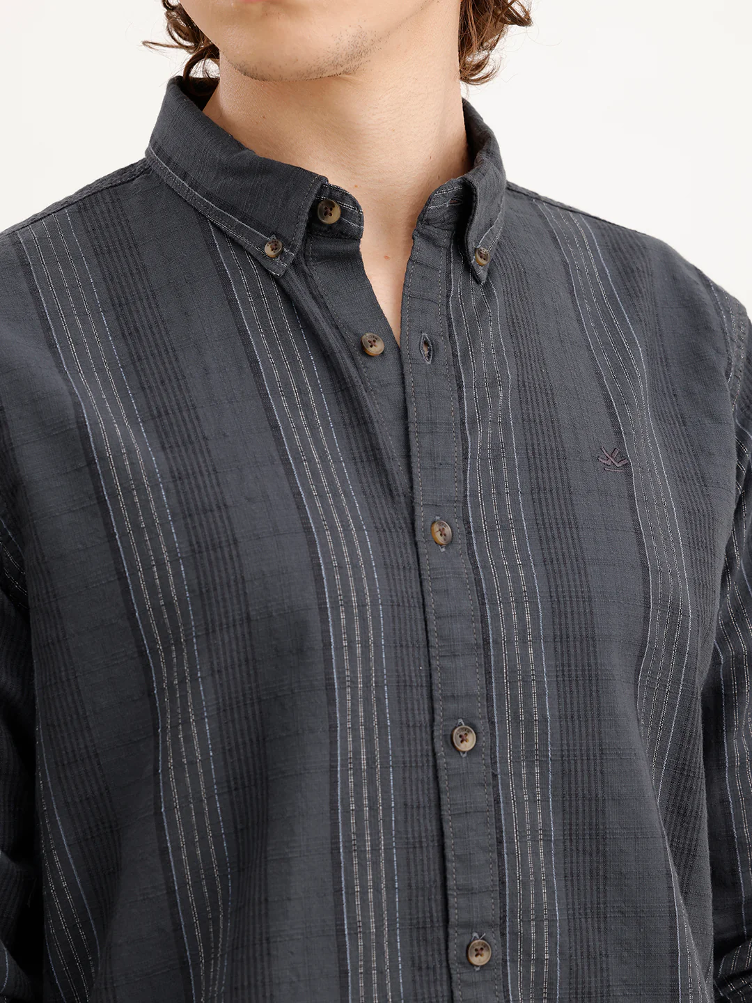 Slim Fit Striped Shirt | Dark Grey - Image 5