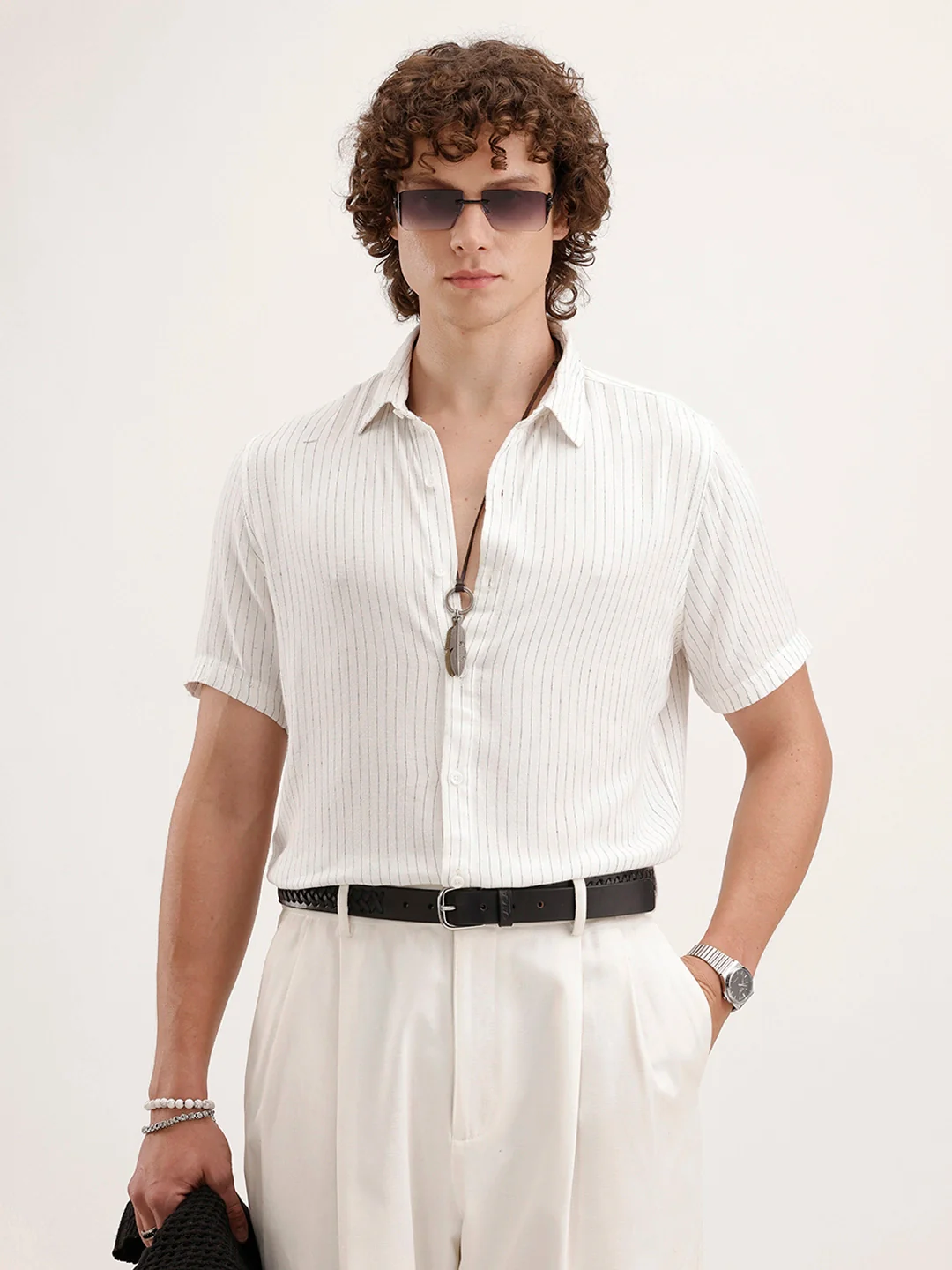 Slim Fit Striped Shirt | White