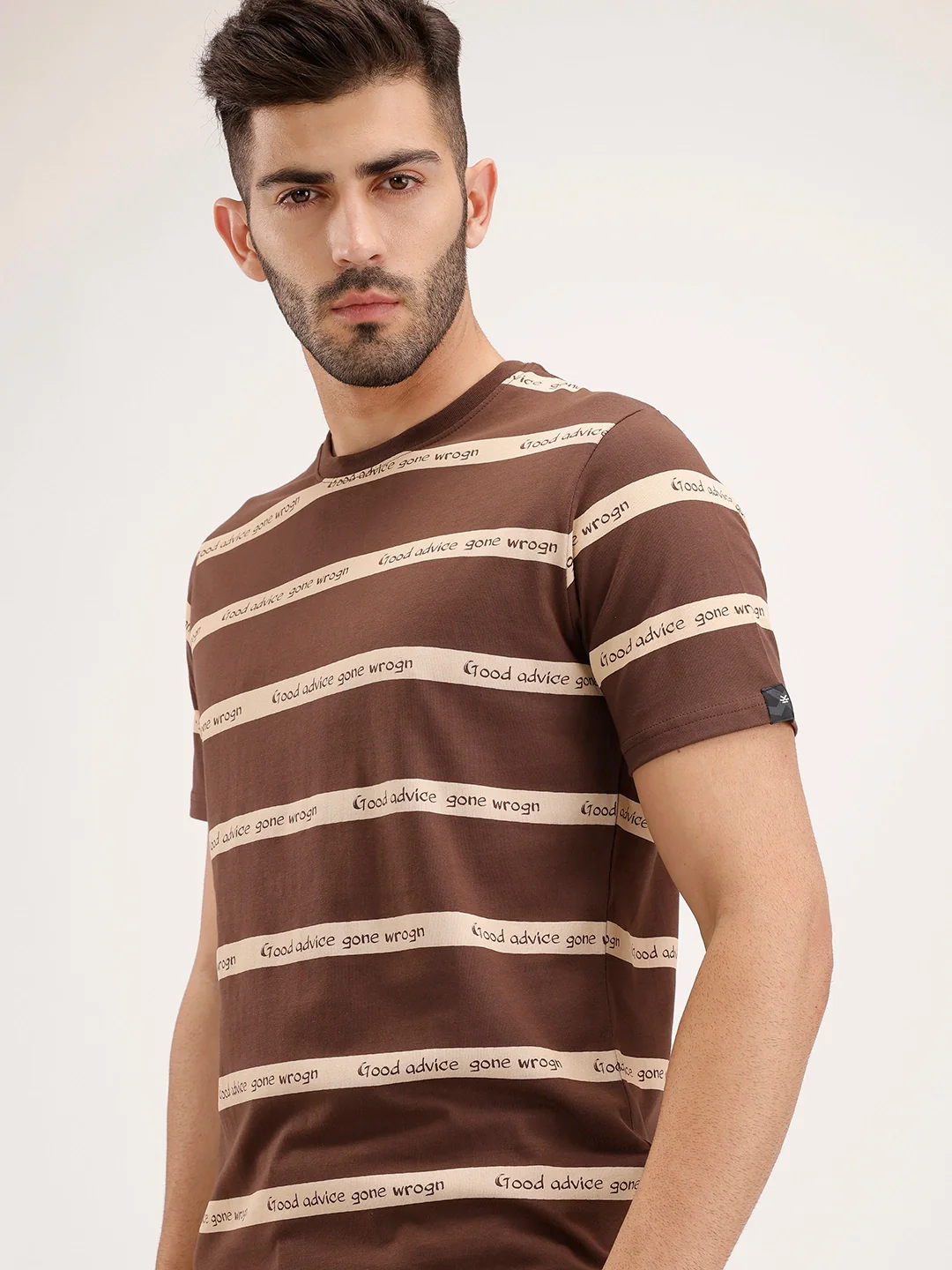 Slim Fit Striped T-Shirt | Brown