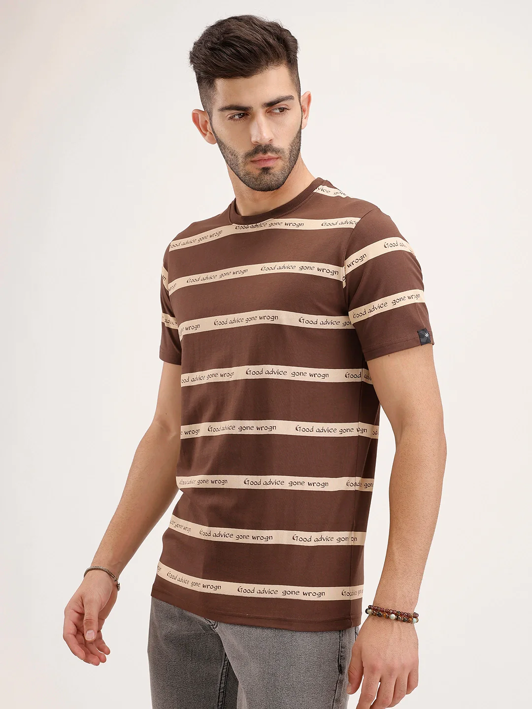 Slim Fit Striped T-Shirt | Brown - Image 4