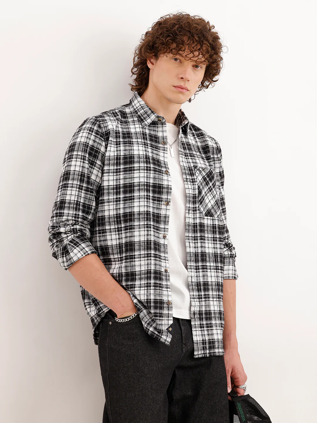Slim Fit Textured Shirt | Black