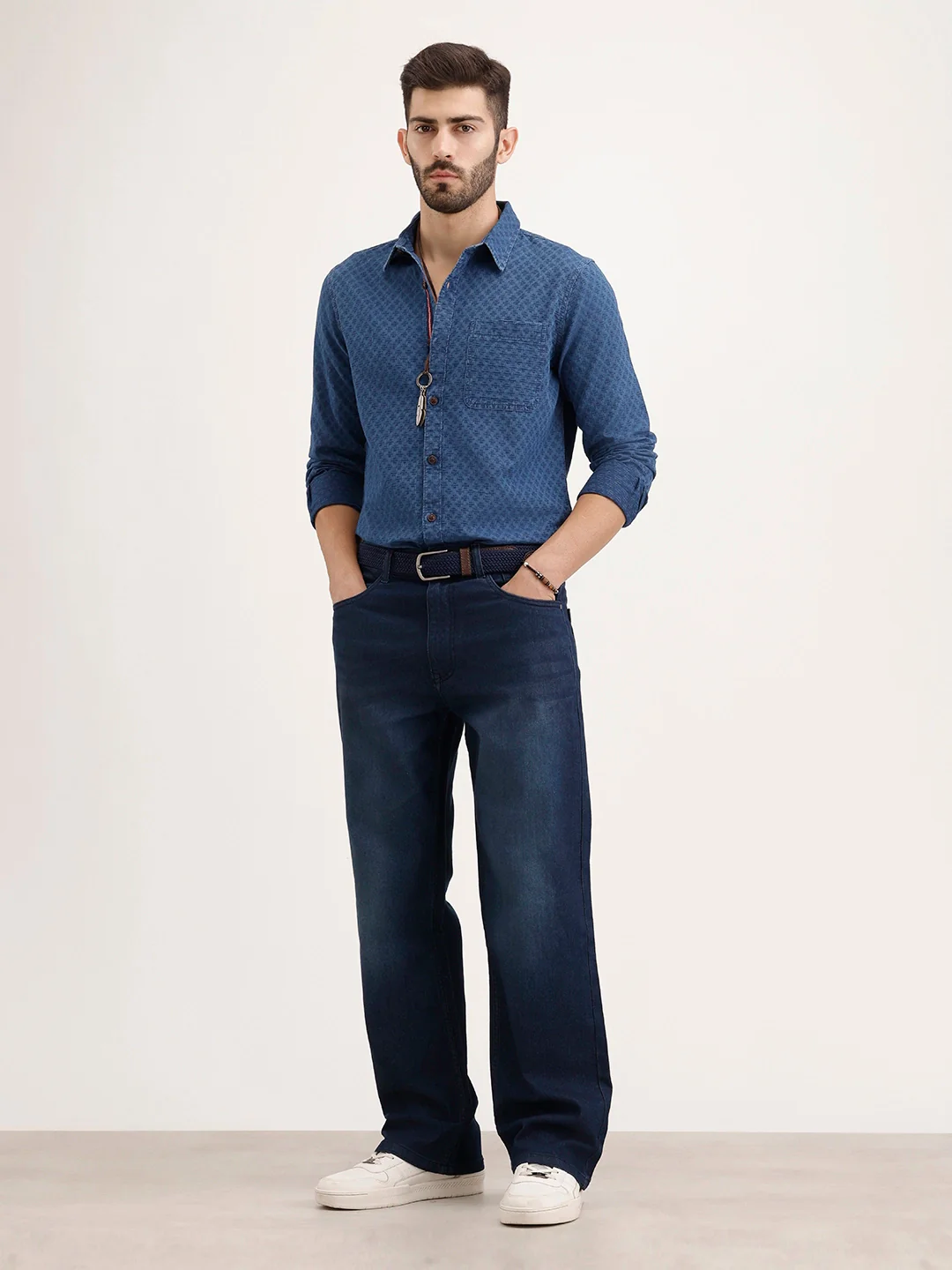 Slim Fit Textured Shirt | Blue - Image 2