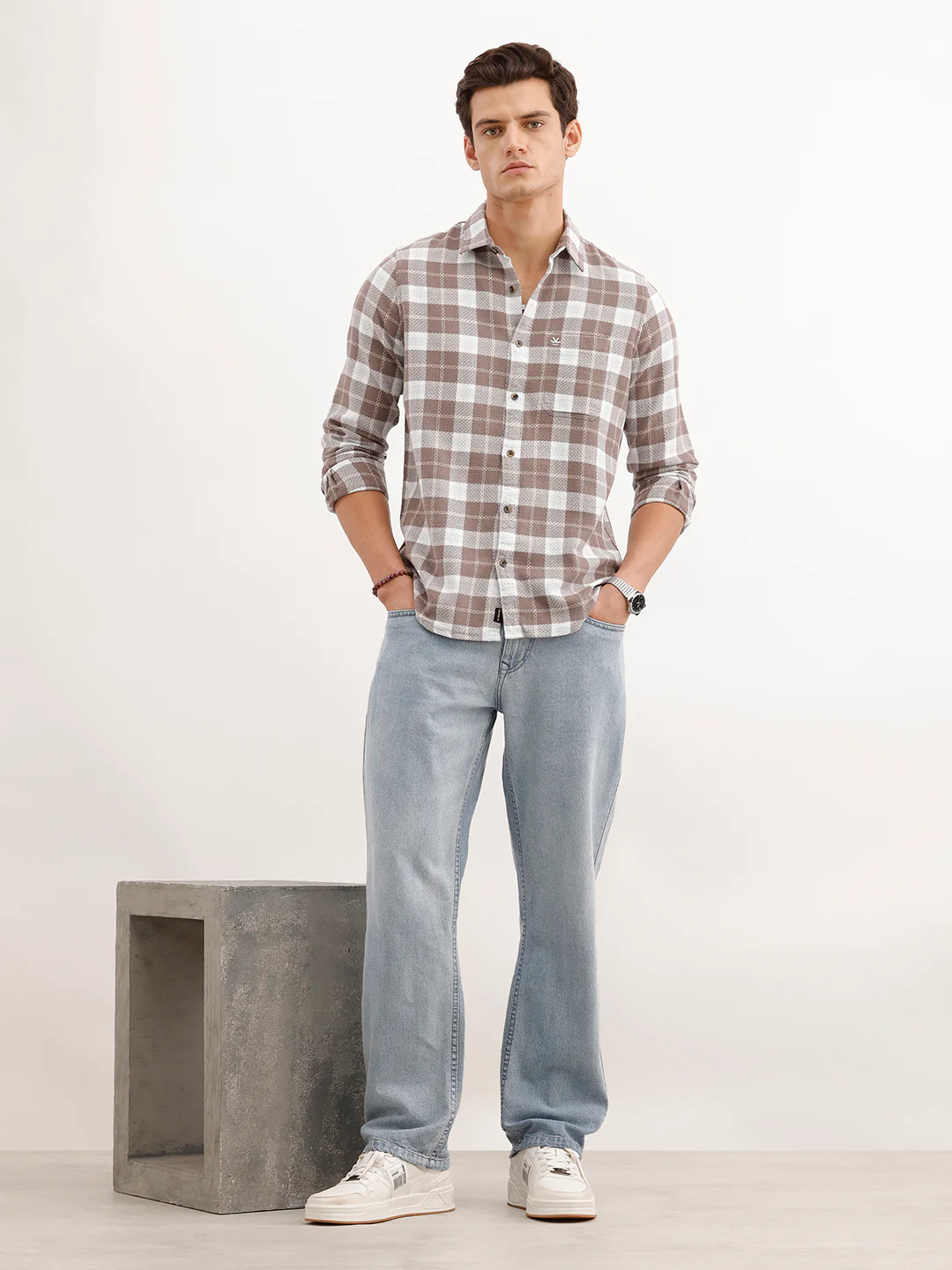 Slim Fit Textured Shirt | Brown - Image 2