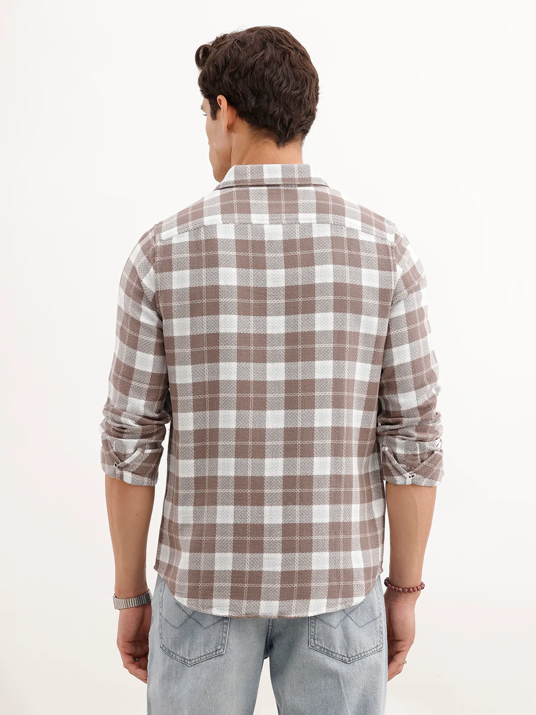 Slim Fit Textured Shirt | Brown - Image 3