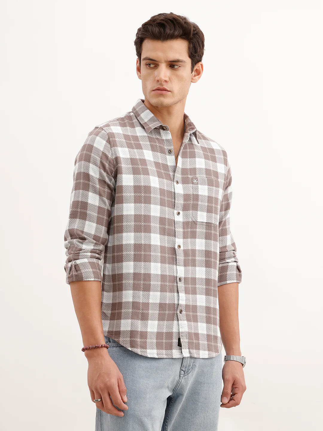 Slim Fit Textured Shirt | Brown - Image 4