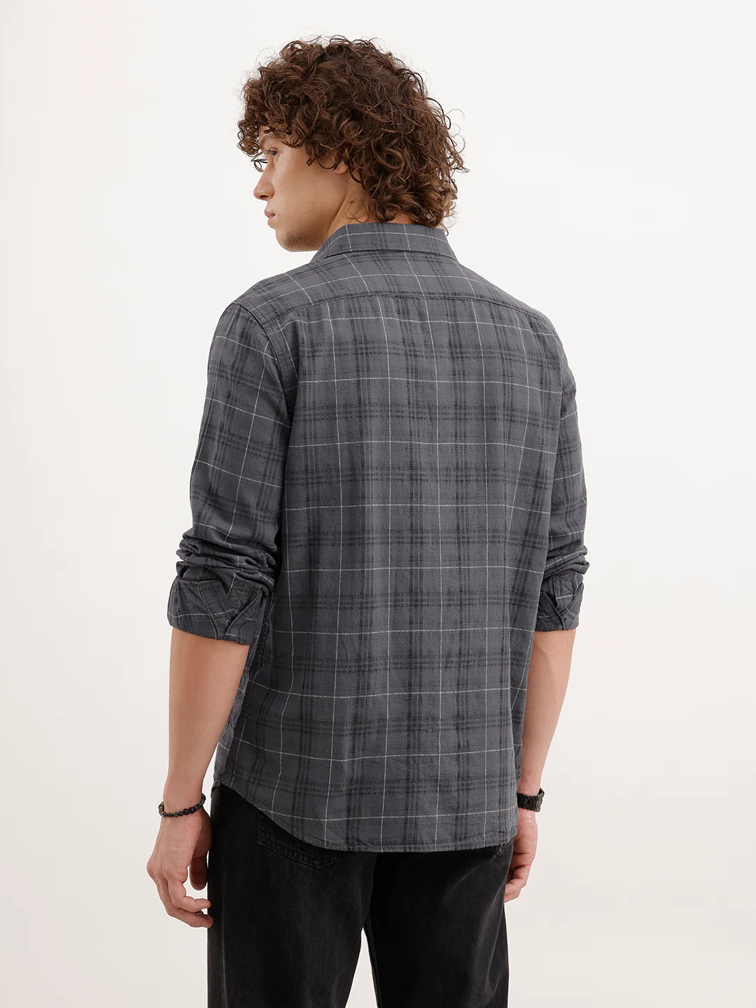 Slim Fit Textured Shirt | Dark Grey - Image 3
