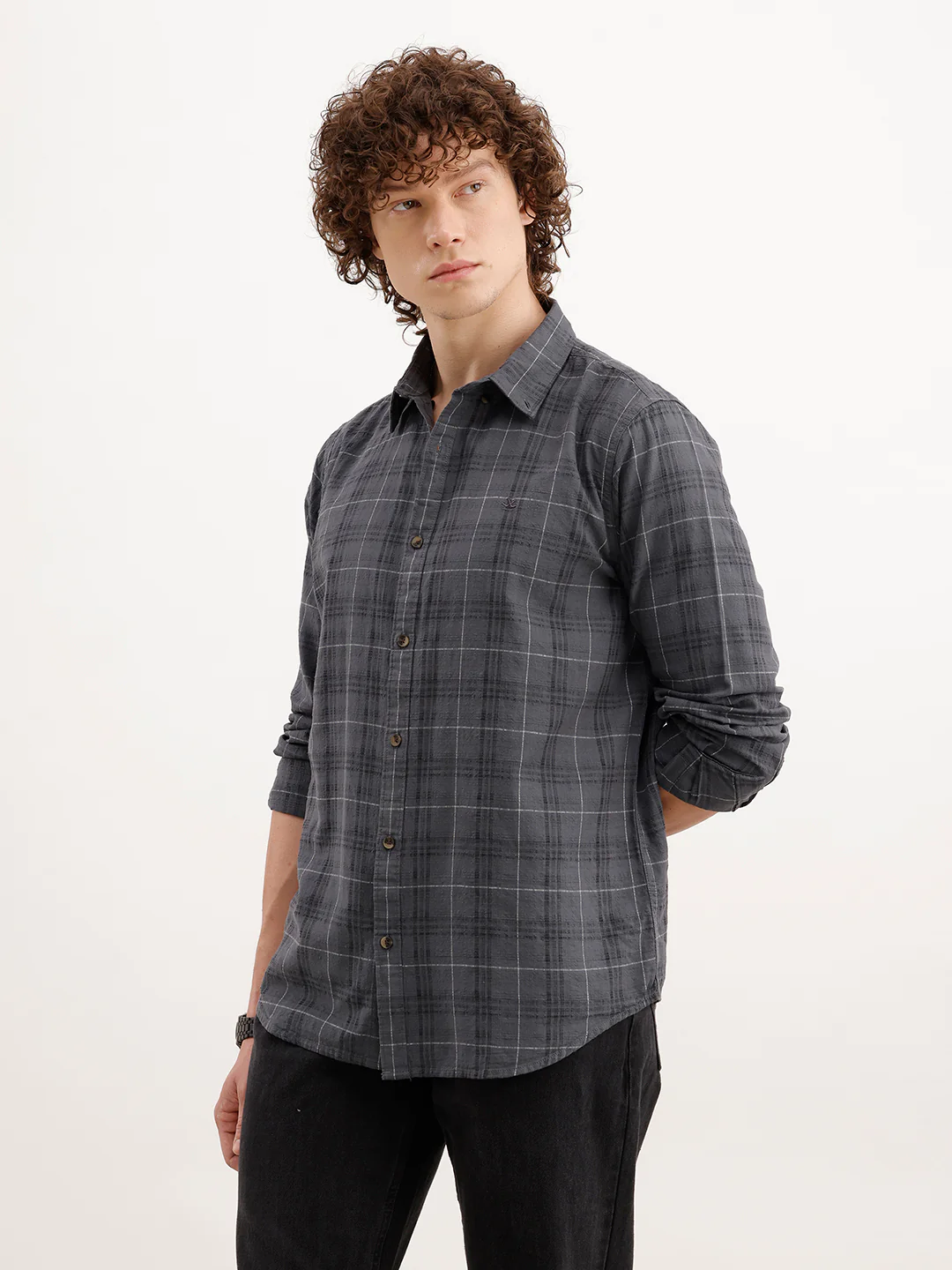 Slim Fit Textured Shirt | Dark Grey - Image 4