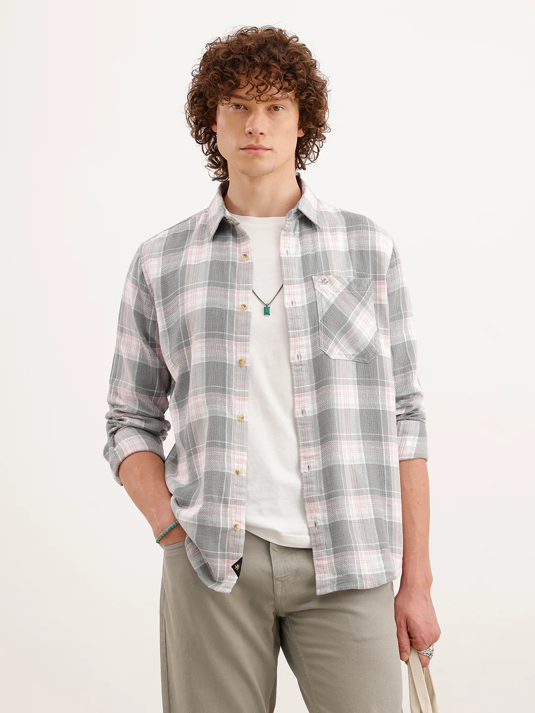 Slim Fit Textured Shirt | Grey