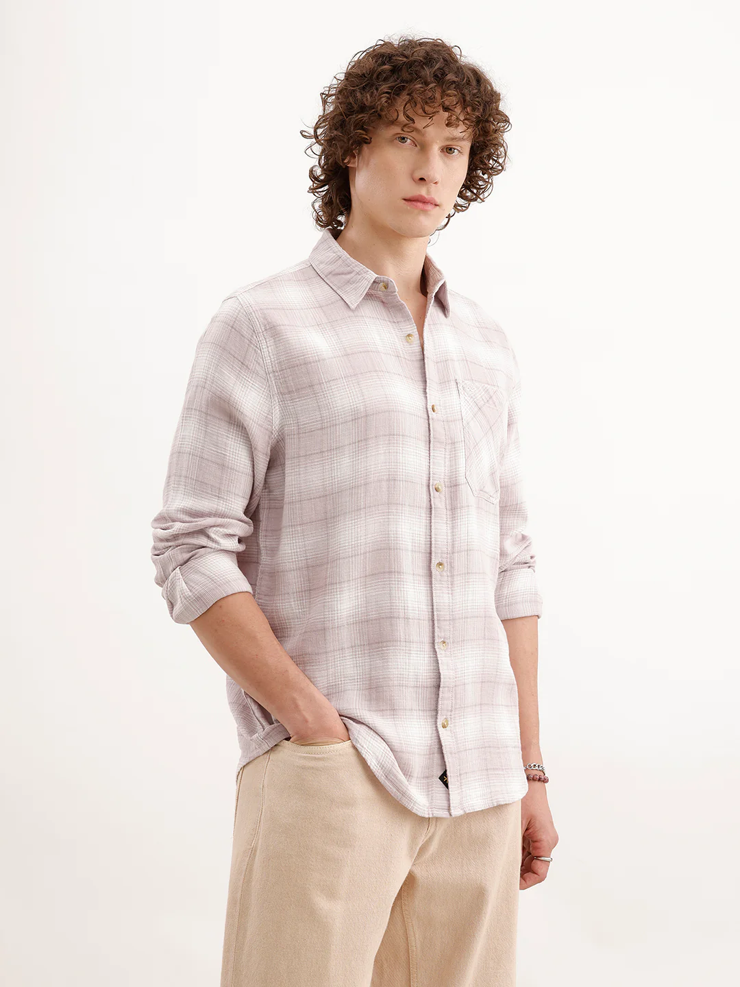 Slim Fit Textured Shirt | Pink - Image 4