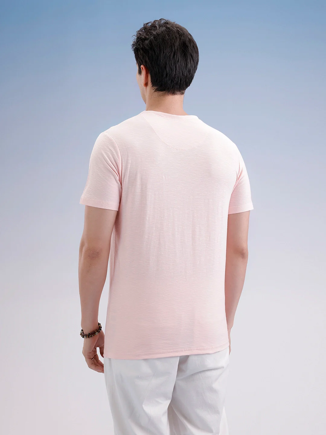 Slim Fit Textured T-Shirt | Pink - Image 3